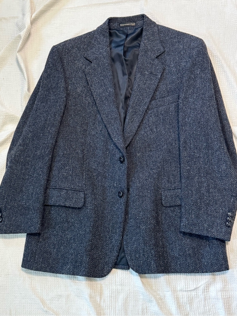 Harris tweed Classic Men's Navy Herringbone Blazer - Stafford